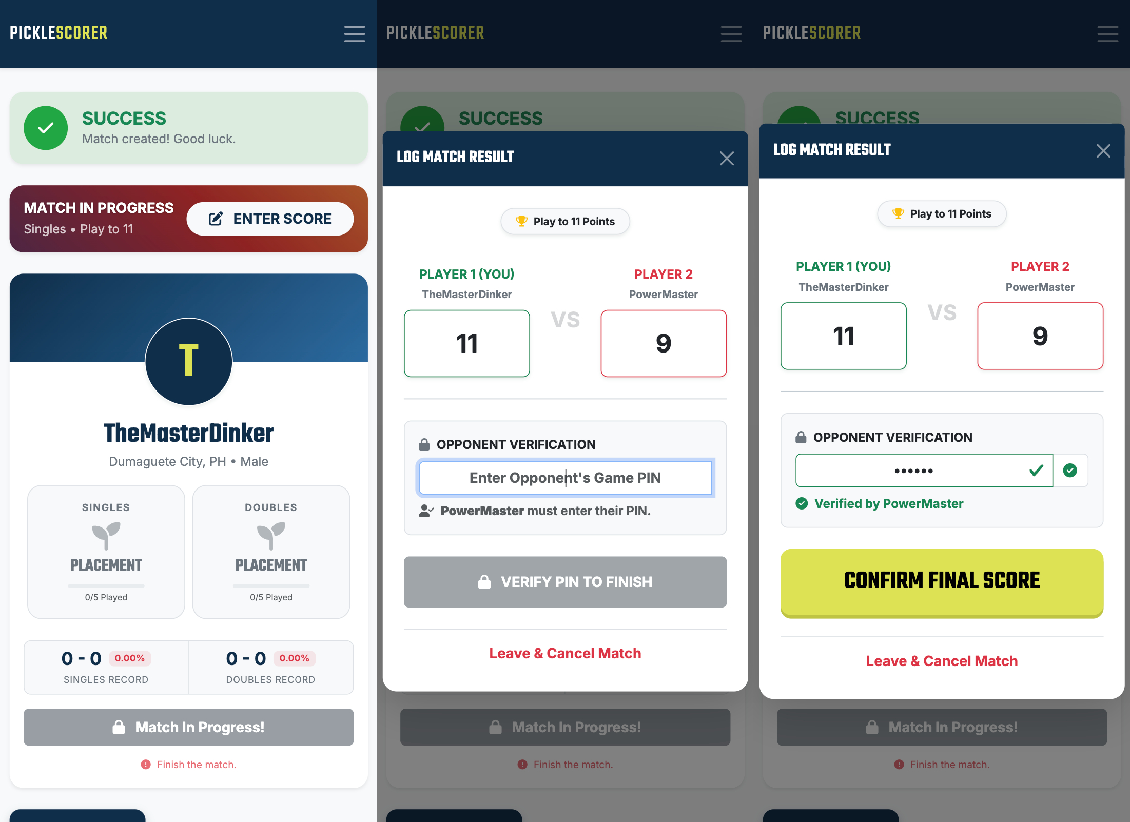 Score Verification Screen